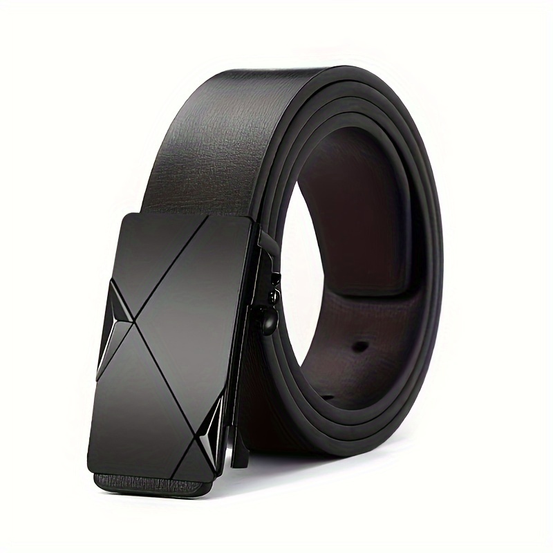 Unisex Adjustable Automatic Buckle Faux Leather Belt Fashionable Rock Punk Style